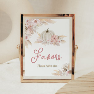 Boho Dusty Roos pompoen Baby shower gunsten Poster