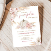 Boho Dusty Roos Pompoen Baby shower Kaart