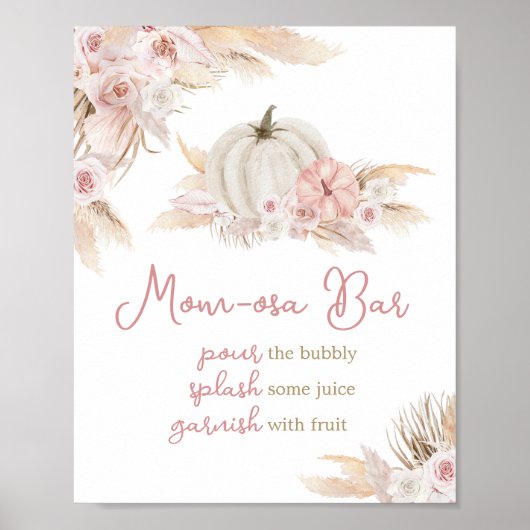 Boho Dusty Roos Pompoen Baby shower Moeder Osa Bar Poster (Voorkant)