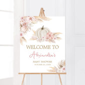 Boho Dusty Roos Pompoen Baby shower Welkom Poster