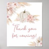 Boho Dusty Roos Pompoen Bedankt voor het komen Poster (Voorkant)