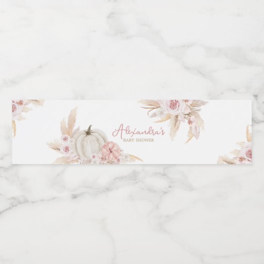 Boho Dusty Roos Pompoen Waterfles Etiket (Enkel label)