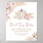 Boho Dusty Roos Pompoen Zeg niet Baby Poster (Voorkant)