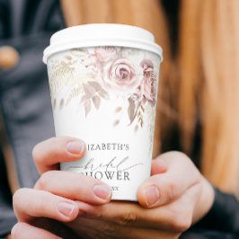 Boho Dusty Roos Roze Bloemen Vrijgezellenfeest Papieren Bekers