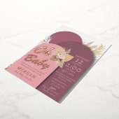 Boho Dusty Roos Roze Mauve Baby shower Folie Uitnodiging (Gedraaid)