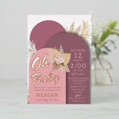 Boho Dusty Roos Roze Mauve Baby shower Folie Uitnodiging (Staand Voorkant)