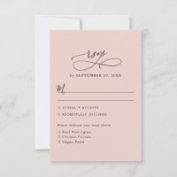 Boho Dusty Roos Wedding Meal Options RSVP Card