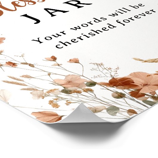 Boho Dusty Roos Wildflower Doop Blessing Jar Poster (Hoek)