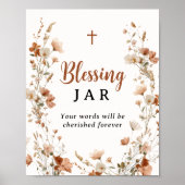 Boho Dusty Roos Wildflower Doop Blessing Jar Poster (Voorkant)