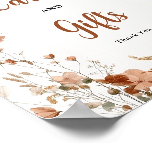 Boho Dusty Roos Wildflower Doop Kaarten Geschenken Poster (Hoek)