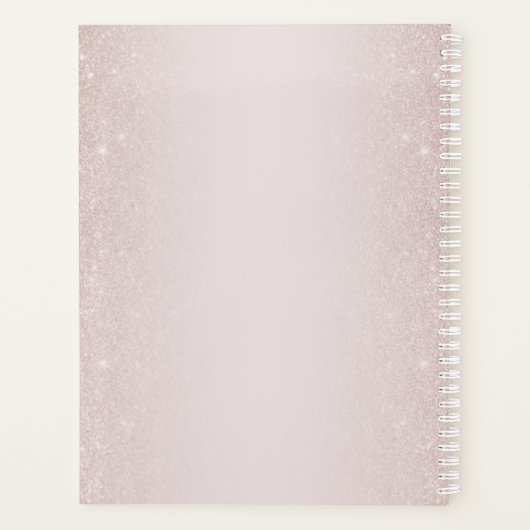 Boho Dusty Roses Blush Glitter Jaarlijks Planner (Achterkant)