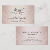 Boho Dusty Roses Blush Glitter Visitekaartje (Voorkant / Achterkant)