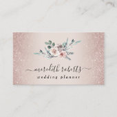 Boho Dusty Roses Blush Glitter Visitekaartje (Voorkant)