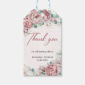Boho dusty roses eucalyptus faux gold Weddenschap Cadeaulabel (Voorkant)