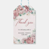 Boho dusty roses eucalyptus faux gold Weddenschap Cadeaulabel (Achterkant)
