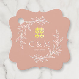 Boho dusty roze blad met Chinese bedankt Bedankjes Labels