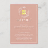 Boho dusty roze blad met een moderne Chinese bruil Informatiekaartje (Voorkant)