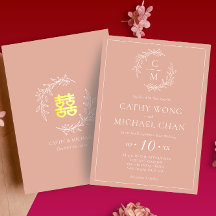 Boho dusty roze blad met een moderne Chinese bruil