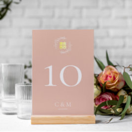 Boho dusty roze blad met een moderne Chinese bruil Kaart