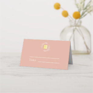 Boho dusty roze blad met een moderne Chinese bruil Plaatskaartje