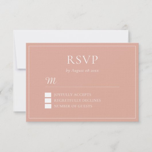 Boho dusty roze blad met een moderne Chinese bruil RSVP Kaartje (Voorkant)