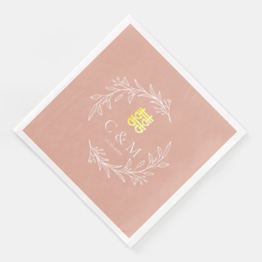 Boho dusty roze blad met een moderne Chinese bruil Servet (Hoek)