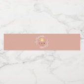 Boho dusty roze blad met een moderne Chinese bruil Waterfles Etiket (Enkel label)