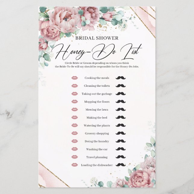 Boho dusty roze eucalyptus gold Honey Do List (Voorkant)