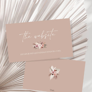 Boho Dusty Roze Gedroogde Bloemen Bruiloft Website Informatiekaartje