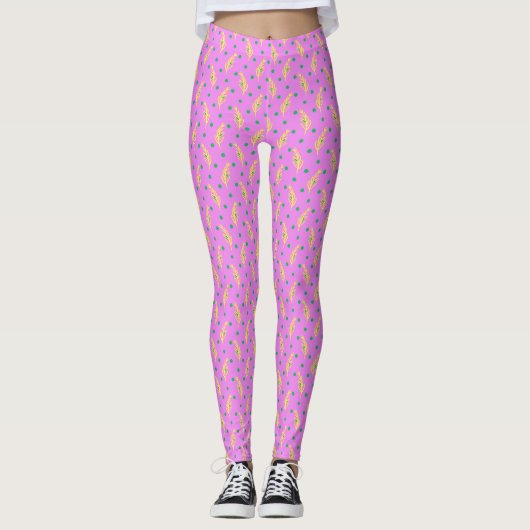 Boho Dusty Roze Geel Botanicals Leggings (Voorkant)
