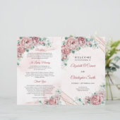 Boho dusty roze rozen eucalyptus goud gevouwen (Staand voorkant)