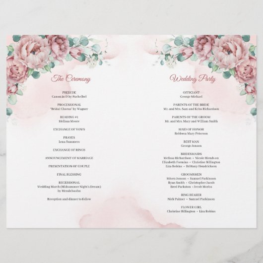 Boho dusty roze rozen eucalyptus goud gevouwen (Achterkant)