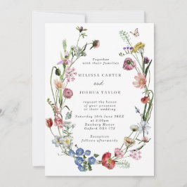 Boho Dutch Wild Flowers & Butterflies Wedding Kaart