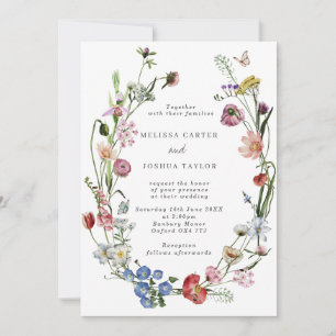 Boho Dutch Wild Flowers & Butterflies Wedding Kaart