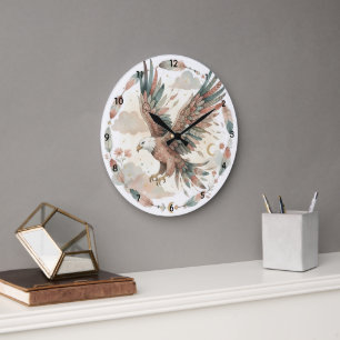 Boho Eagle waterverf grote wandklok 