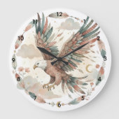 Boho Eagle waterverf grote wandklok  (Voorkant)
