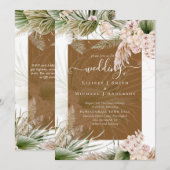 BOHO Earth Color Pampas Grass Wedding Kaart (Voorkant / Achterkant)
