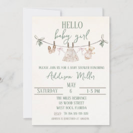 Boho Earth Pink Girl Baby shower Uitnodiging
