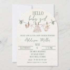 Boho Earth Pink Girl Baby shower Uitnodiging