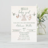 Boho Earth Pink Girl Baby shower Uitnodiging (Staand voorkant)