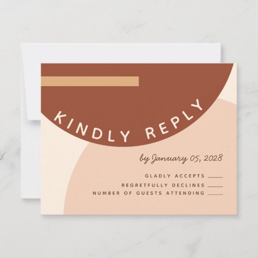 Boho Earth tone Abstracte Circles Wedding RSVP Kaart (Voorkant)