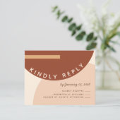 Boho Earth tone Abstracte Circles Wedding RSVP Kaart (Staand voorkant)