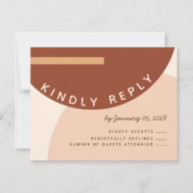 Boho Earth tone Abstracte Circles Wedding RSVP