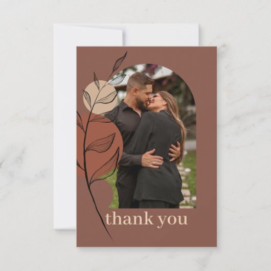 Boho Earth Tone Arch Foliage Terracotta Wedding Bedankkaart (Voorkant)