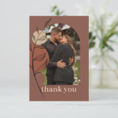 Boho Earth Tone Arch Foliage Terracotta Wedding Bedankkaart (Staand voorkant)
