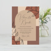 Boho Earth Tone Arch Foliage Terracotta Wedding Kaart (Staand voorkant)