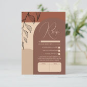 Boho Earth Tone Arch Foliage Terracotta Wedding RSVP Kaartje (Staand voorkant)