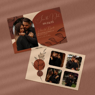 Boho Earth Tone Arch Foliage Terracotta Wedding Save The Date