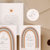 Boho Earth Tone Baby shower Ronde Sticker