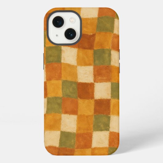 Boho Earth Tone Checkered Pattern iPhone Hoesje (Achterkant)